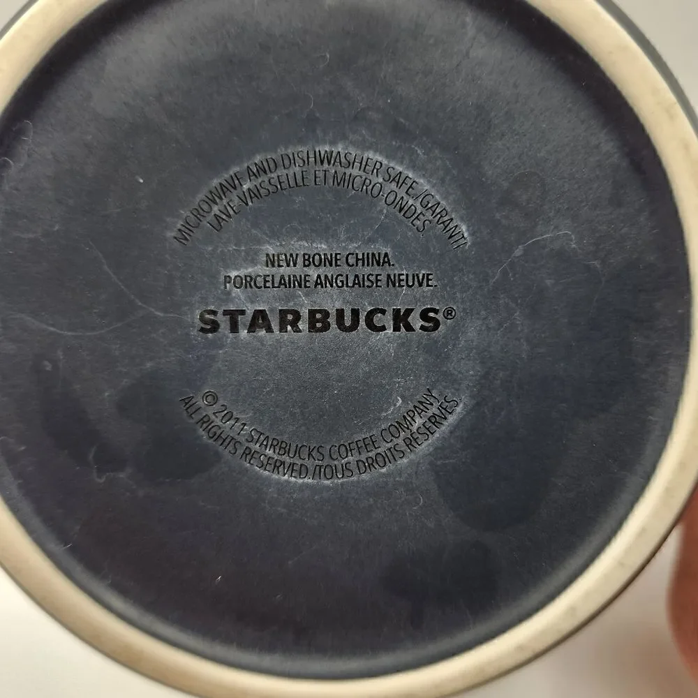 Starbucks 2011 French Roast 16 oz. Etched Bone China Coffee Mug
